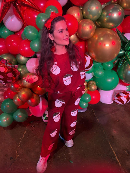 RTS Red Santa Sequin Textured Set