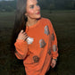Orange Glitter Ghost Corded Crew