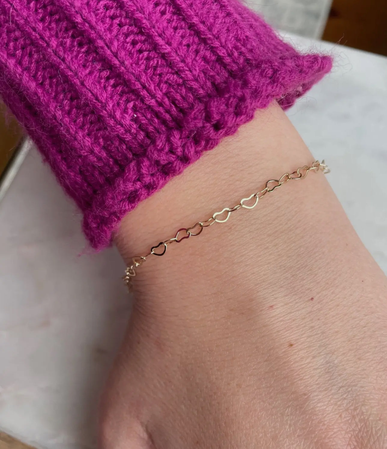 Gold Heart Chain Bracelet