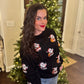 Sequin Santa Gift Corded Crew