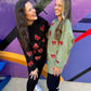 Green/Red Sequin Bow Corded Crew