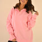 Chambray Dainty Mama Embroidered Split Neck Sweatshirt