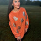 Orange Glitter Ghost Corded Crew