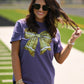 Gold Faux Glitter Football Bow Tee on Purple