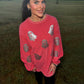 Blush Pink Glitter Ghost Corded Crew