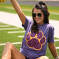 Purple & Gold Faux Glitter Paw Print Tee