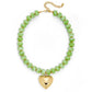 RTS Lime Beaded Heart Necklace