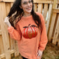 RTS Orange Sequin Pumpkin Corded Crew