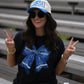 Blue Faux Glitter Football Tee