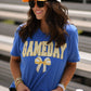 Game Day Gingham Bow Royal Tee