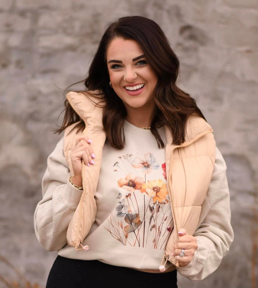 *SALE* RTS Tan Cropped Puffer Vest