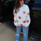 Bow Pumpkin Sequin Corded Crew