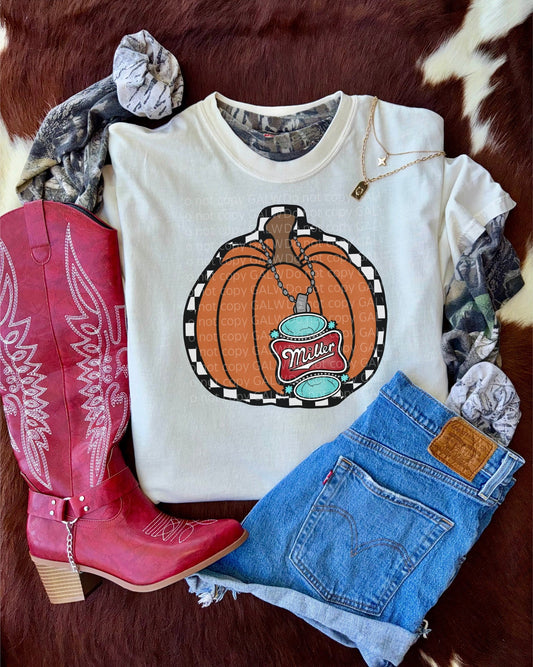 Checker orange pumpkin tee or sweatshirt