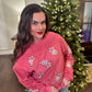 Pink Candy Cane Sequin Corded Crew