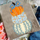 Turquoise floral pumpkin stack tee or sweatshirt