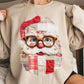 Quilted Santa traditional colors  tee or sweatshirt