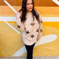 Beige Sequin Turkey Corded Crew