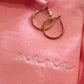 Neon Pink Dainty Mama Embroidered Split Neck Sweatshirt