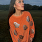 Orange Glitter Ghost Corded Crew