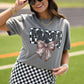 Football Mama Checkered Bow Tee