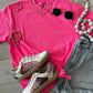 Neon Pink Dainty Mama Embroidered Tee