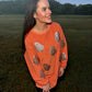 Orange Glitter Ghost Corded Crew