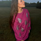 Magenta Glitter Ghost Corded Crew