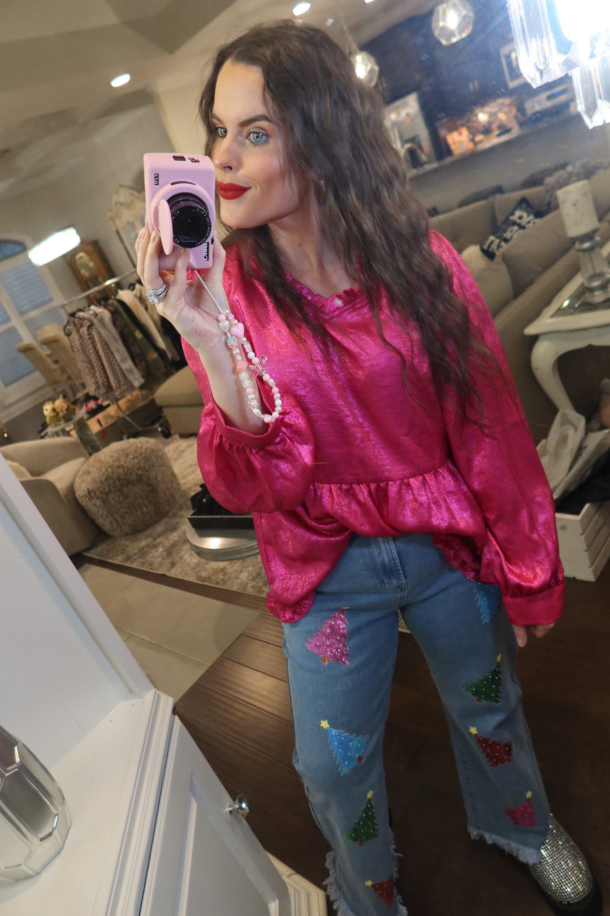 Metallic Babydoll Tops