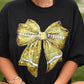 Gold Faux Glitter Football Bow Tee