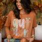 Autumn Faux Patch And Checkered Leaves Tee