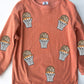 (MULTI COLOR) Sequin Basketball Corded Crews