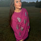 Magenta Glitter Ghost Corded Crew