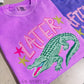 Later While Gator Graphic Tee – Purple Comfort Colors Southern Preppy Alligator Shirt
