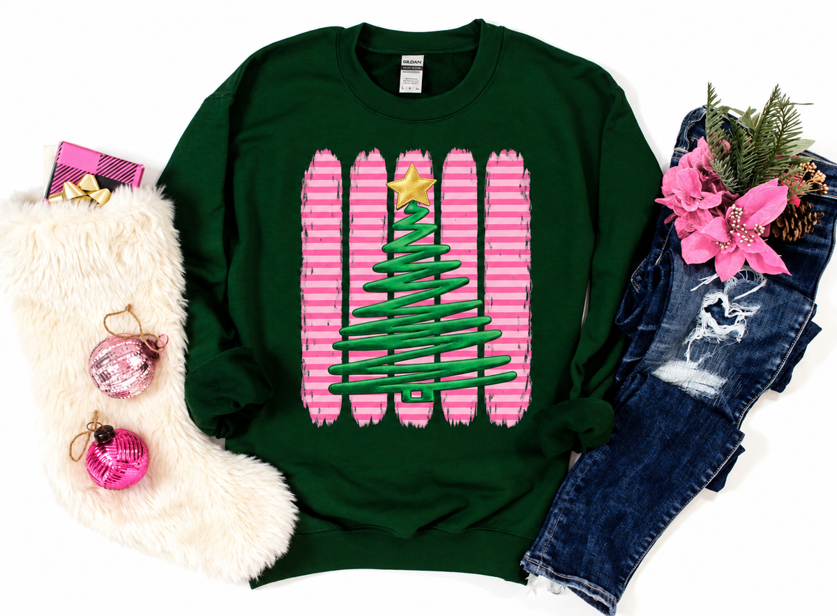 Stripe Faux Puff Christmas Tree Sweatshirt *WEEKEND SALE*