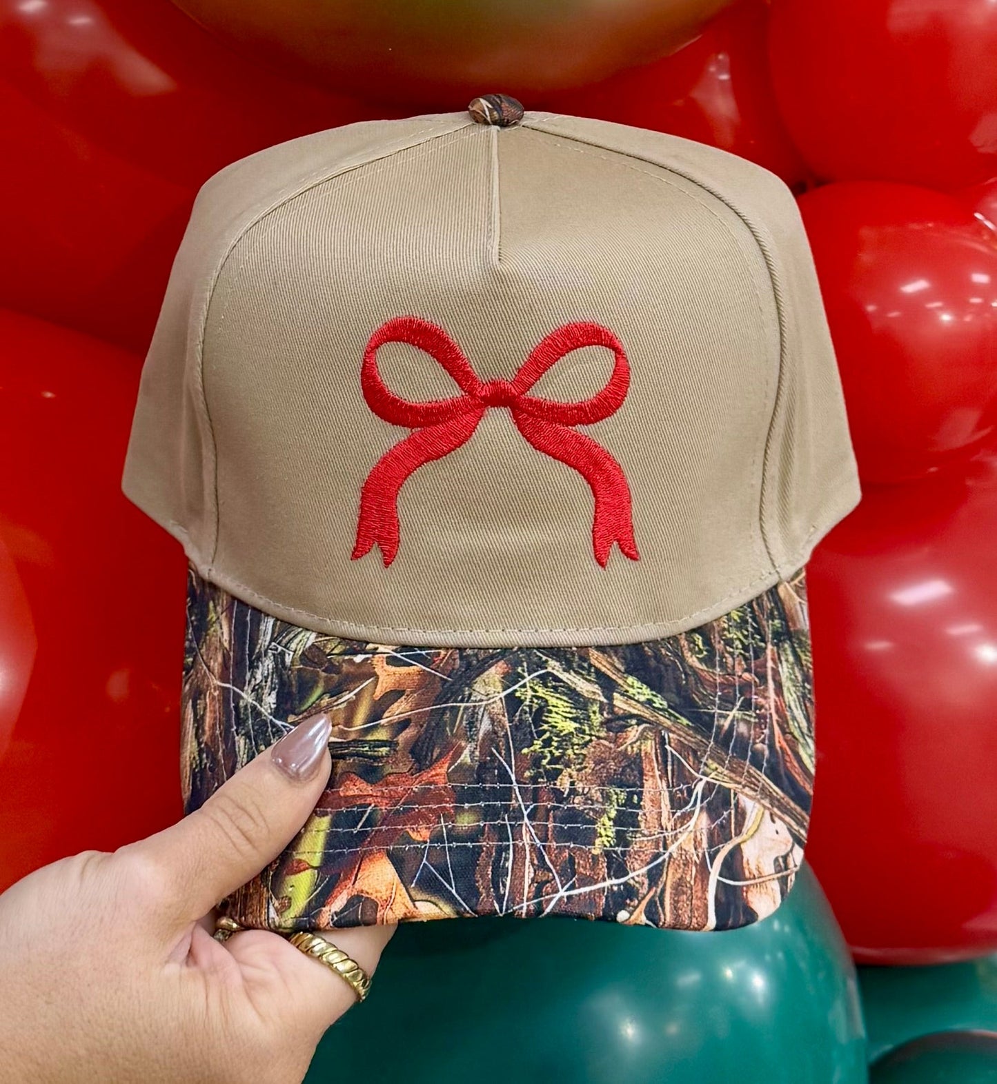 Red Bow Real Camo Hat