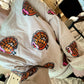 Pink/Orange Sequin Turkey Corded Crews