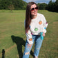 Multicolor Pumpkin Sequin Corded Crews