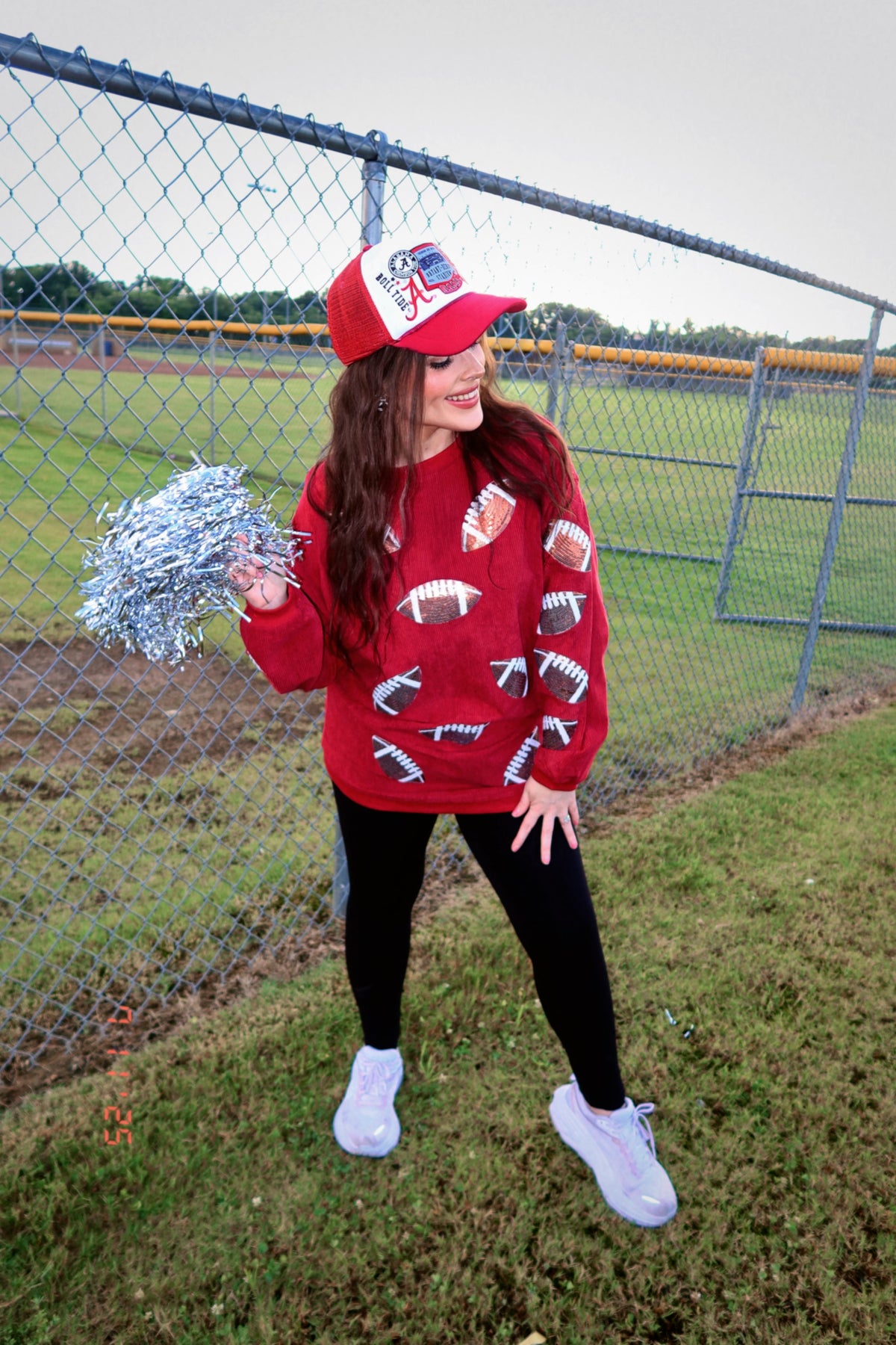 Sequin Football Corded Crews