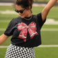 Red Faux Glitter Football Tee