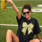 Gold Faux Glitter Football Bow Tee
