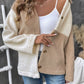 Perfect Color Block Collared Neck Long Sleeve Jacket