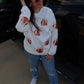 Bow Pumpkin Sequin Corded Crew