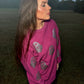Magenta Glitter Ghost Corded Crew