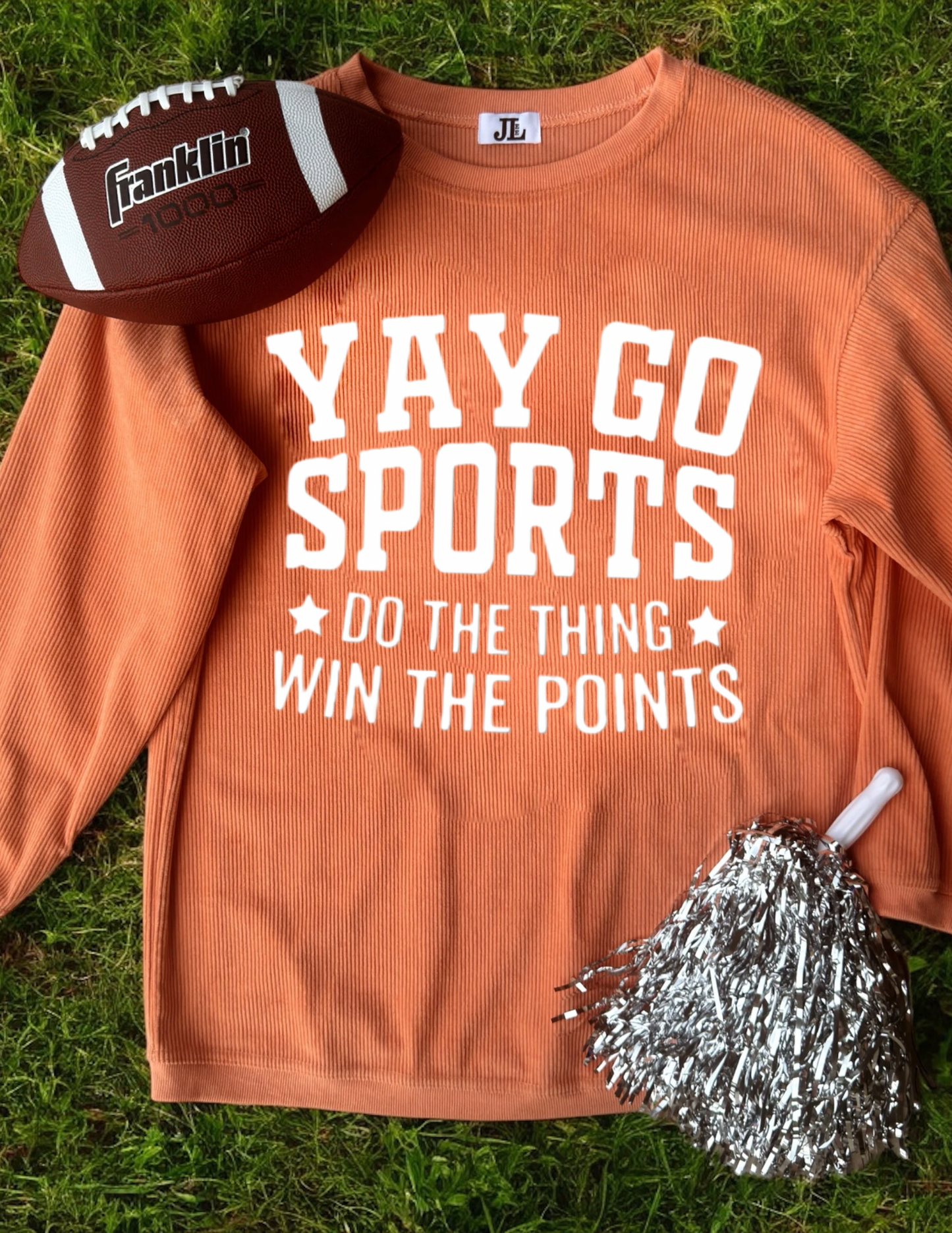 Orange Checkered Game Day Patch Corded Crew