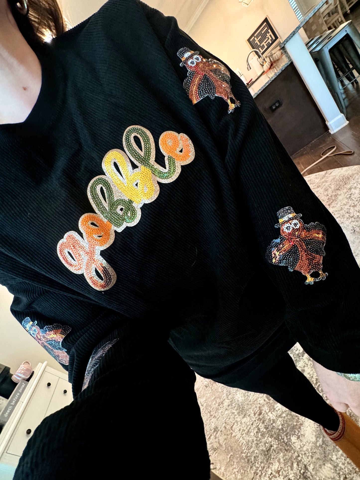 Gobble Sequin Corded Crew