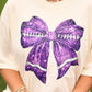 Purple Faux Glitter Football Bow