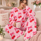 Women’s Checkered Ribbed Knit 2-Piece Lounge Set