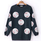 (MULTI COLOR) Sequin Baseball Corded Crews