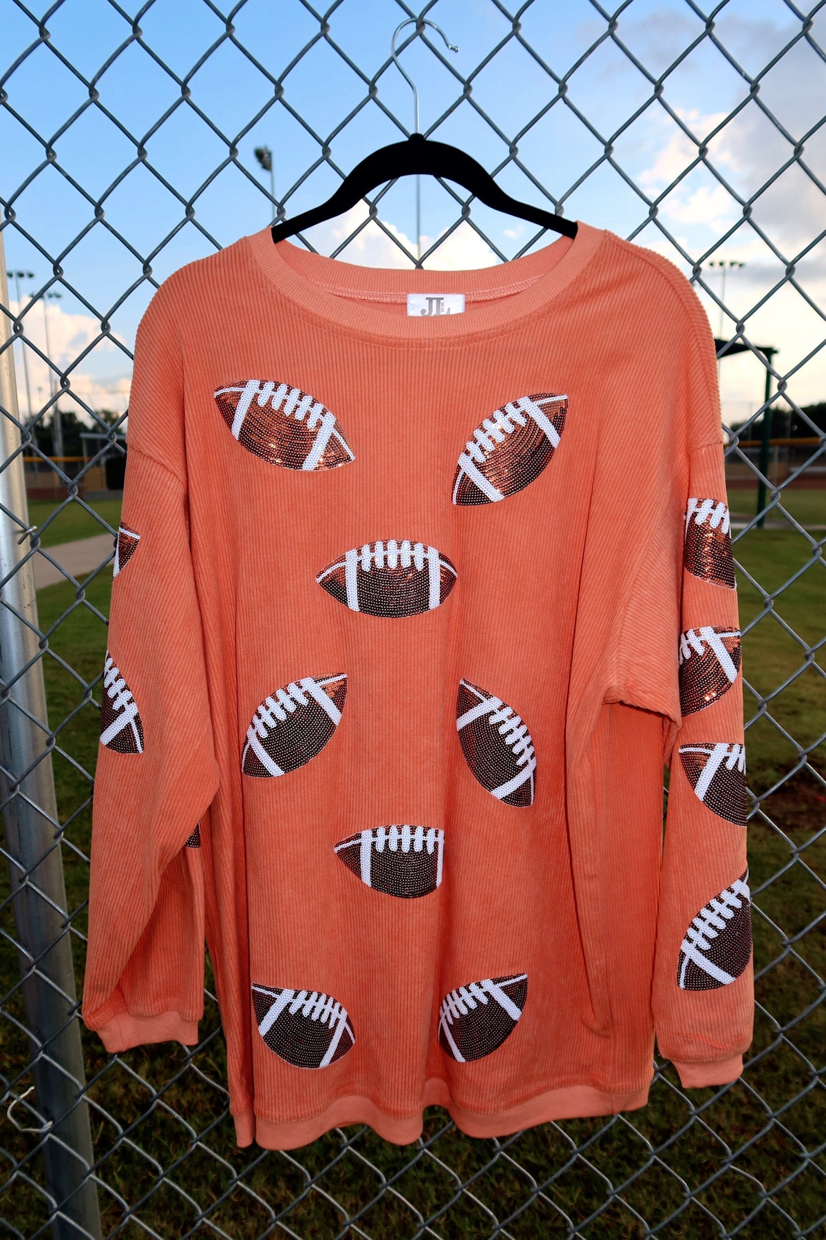 Sequin Football Corded Crews