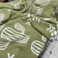 Sage & white western cactus longhorn Aztec 100% polyester microfiber 50x70 blanket